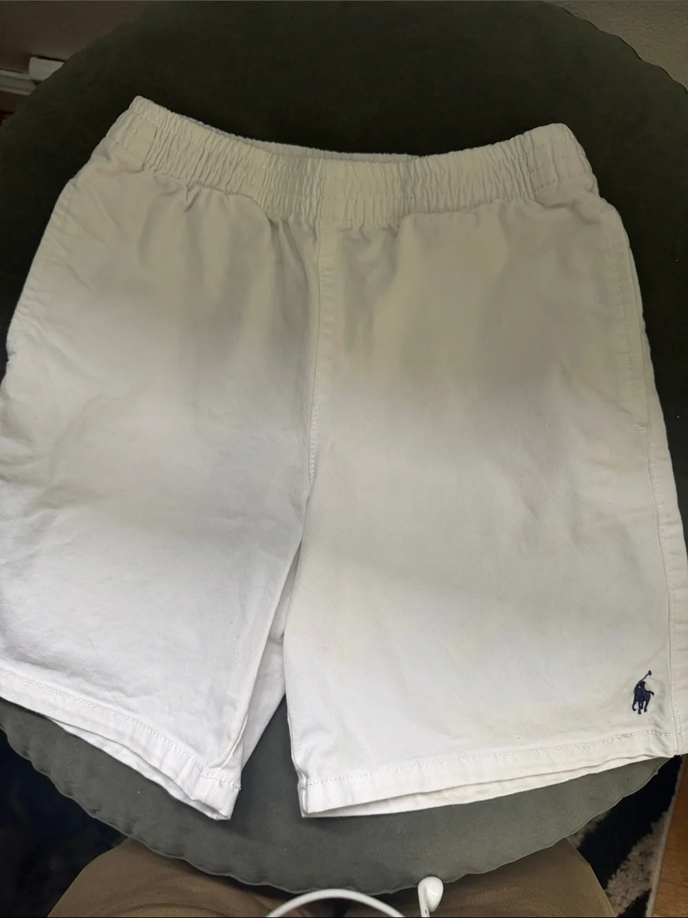 Ralph Lauren White Elastic-Waist Cotton kids  Athletic Shorts